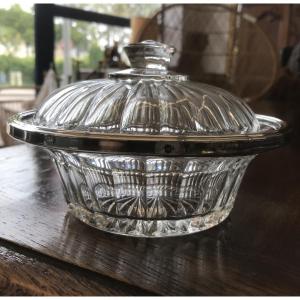 Crystal And Silver Sugar Bowl Or Jam Jar 