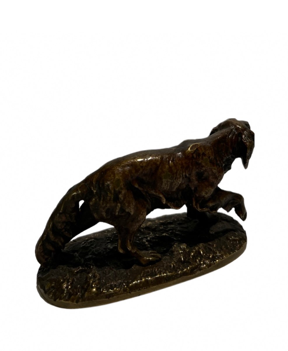 Petit Bronze Animalier Signé Pj Mene - Chien De Chasse -photo-4