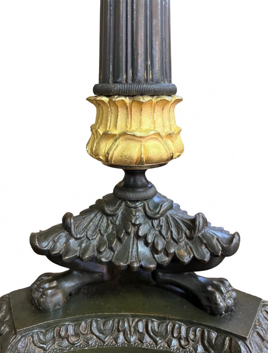 Grands Bougeoirs En Paire époque Restauration-photo-3