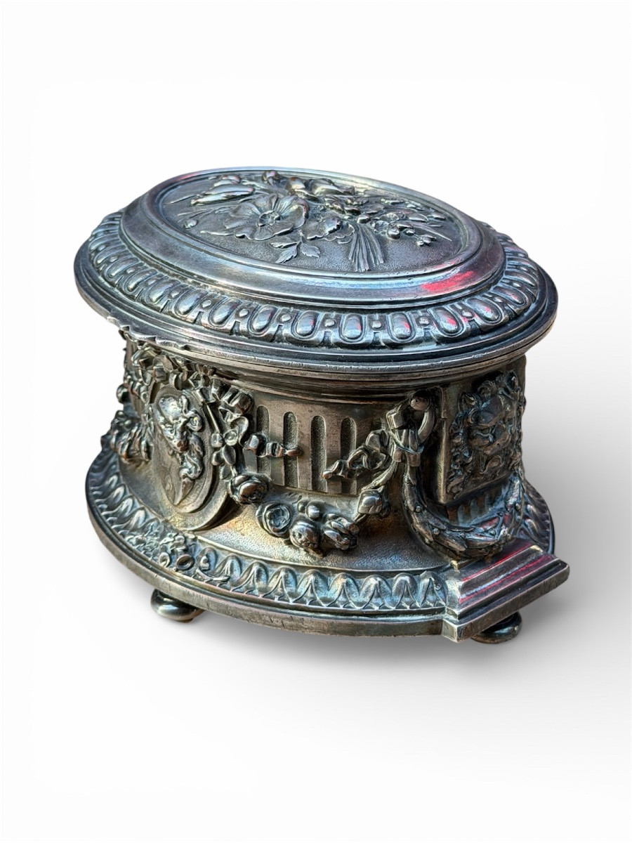 Silver-plated Metal Jewelry Box – Napoleon III Period-photo-2