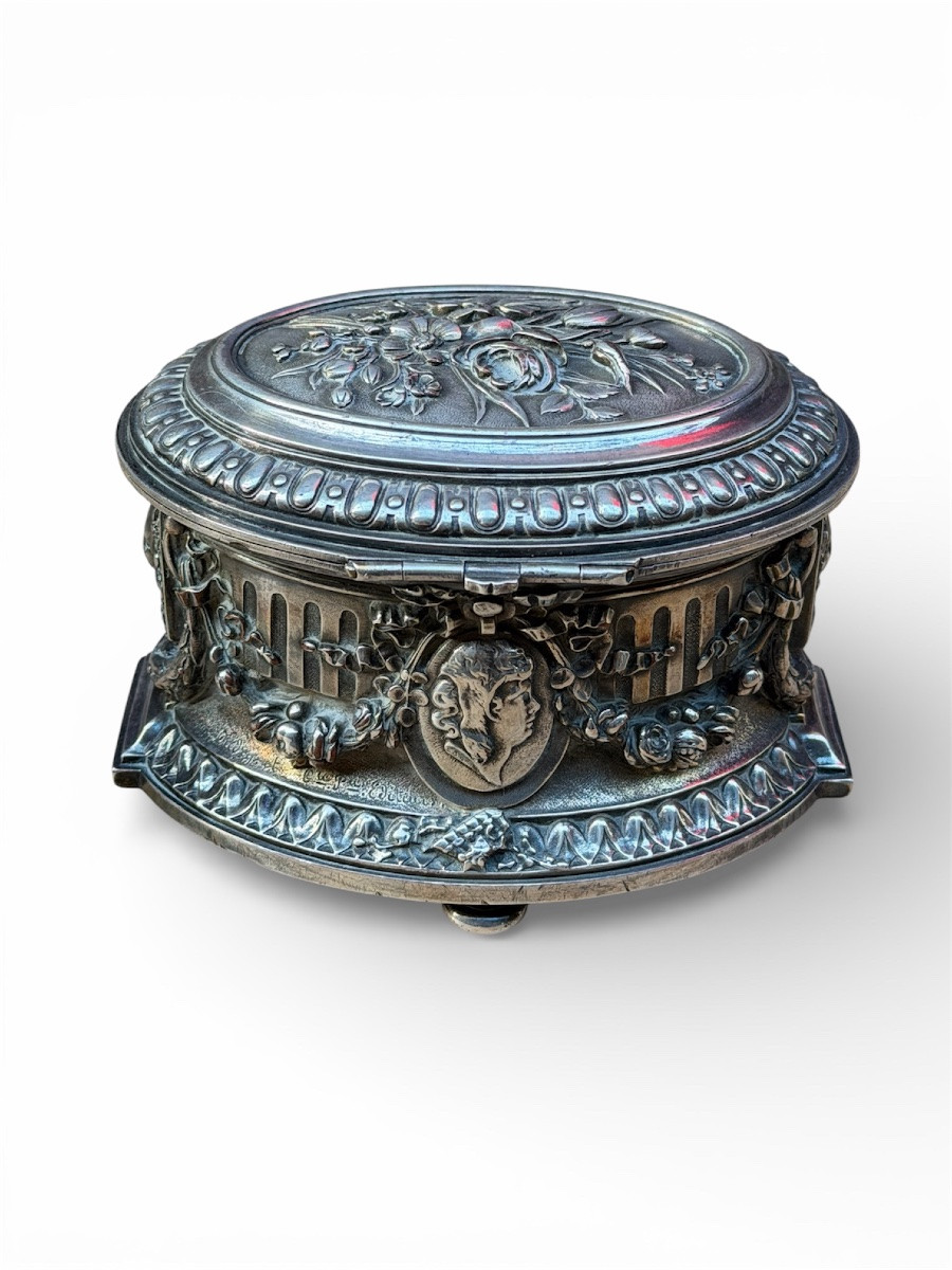 Silver-plated Metal Jewelry Box – Napoleon III Period-photo-3
