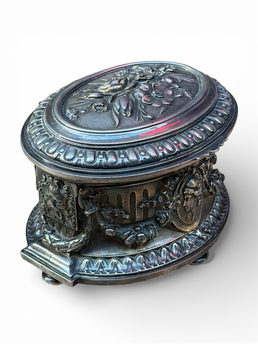 Silver-plated Metal Jewelry Box – Napoleon III Period-photo-4