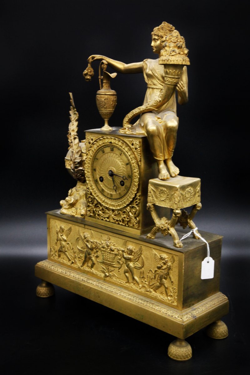 Empire Clock In Gilt Bronze-photo-2