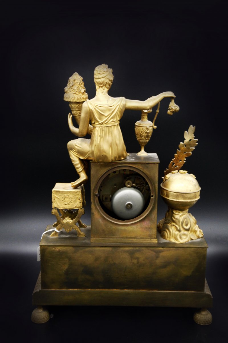 Empire Clock In Gilt Bronze-photo-3