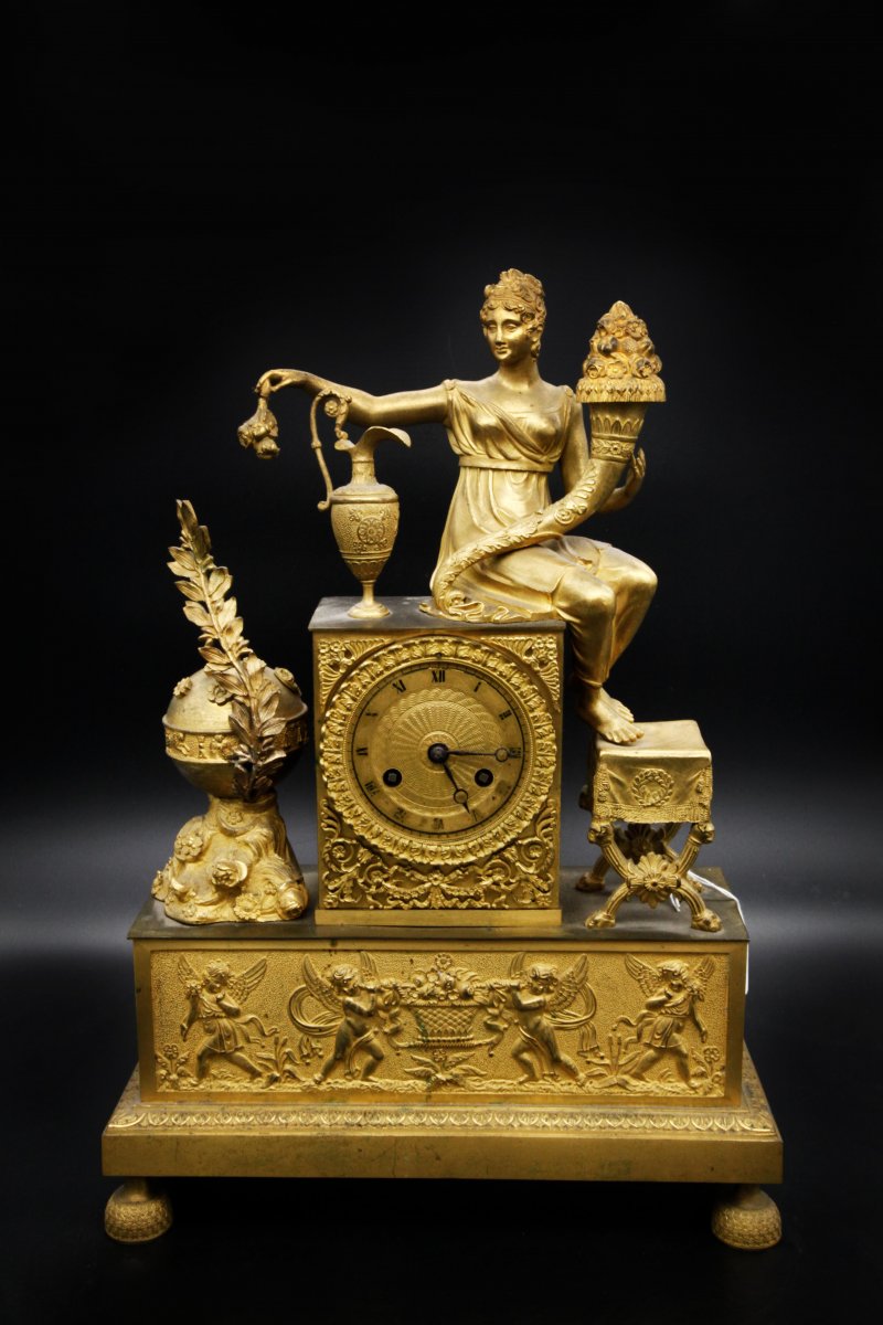 Empire Clock In Gilt Bronze