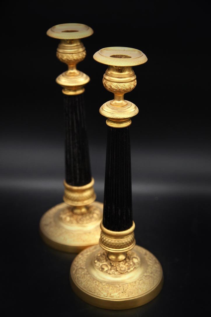 Paire De Bougeoirs époque Restauration-photo-2