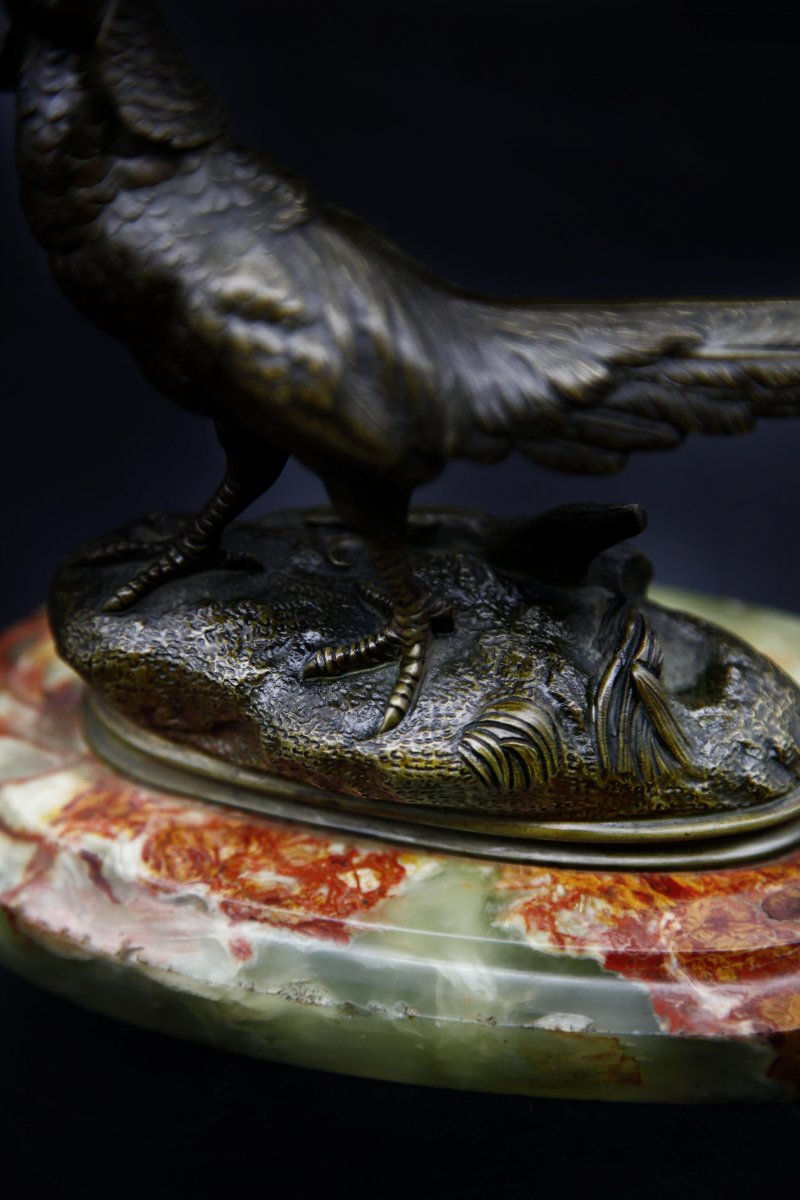 Bronze XIX - Venerated Pheasant On Base-photo-4