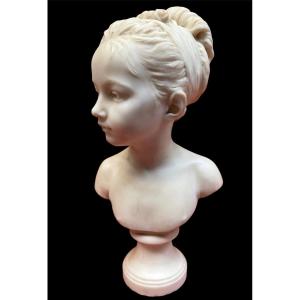 Buste Jeune Fille En Marbre De Carrares époque Napoléon III