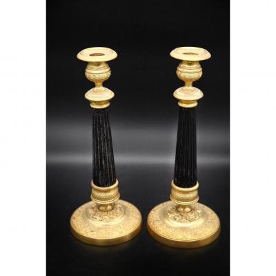 Paire De Bougeoirs époque Restauration