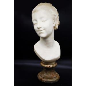 White Carrara Marble Bust R. Rozet