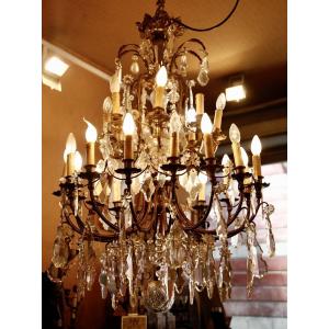 Large Chandelier With Pampilles 24 Lights XIXth