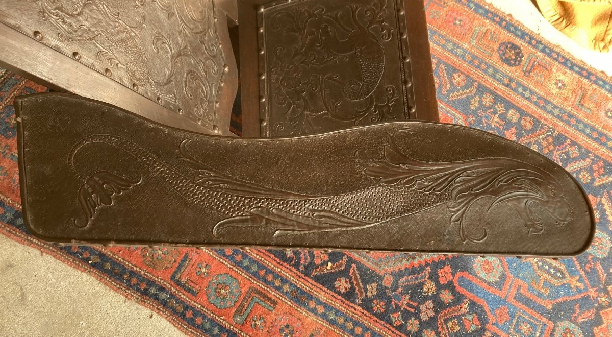 Westport Chair In Embossed Leather Circa 1900-photo-3