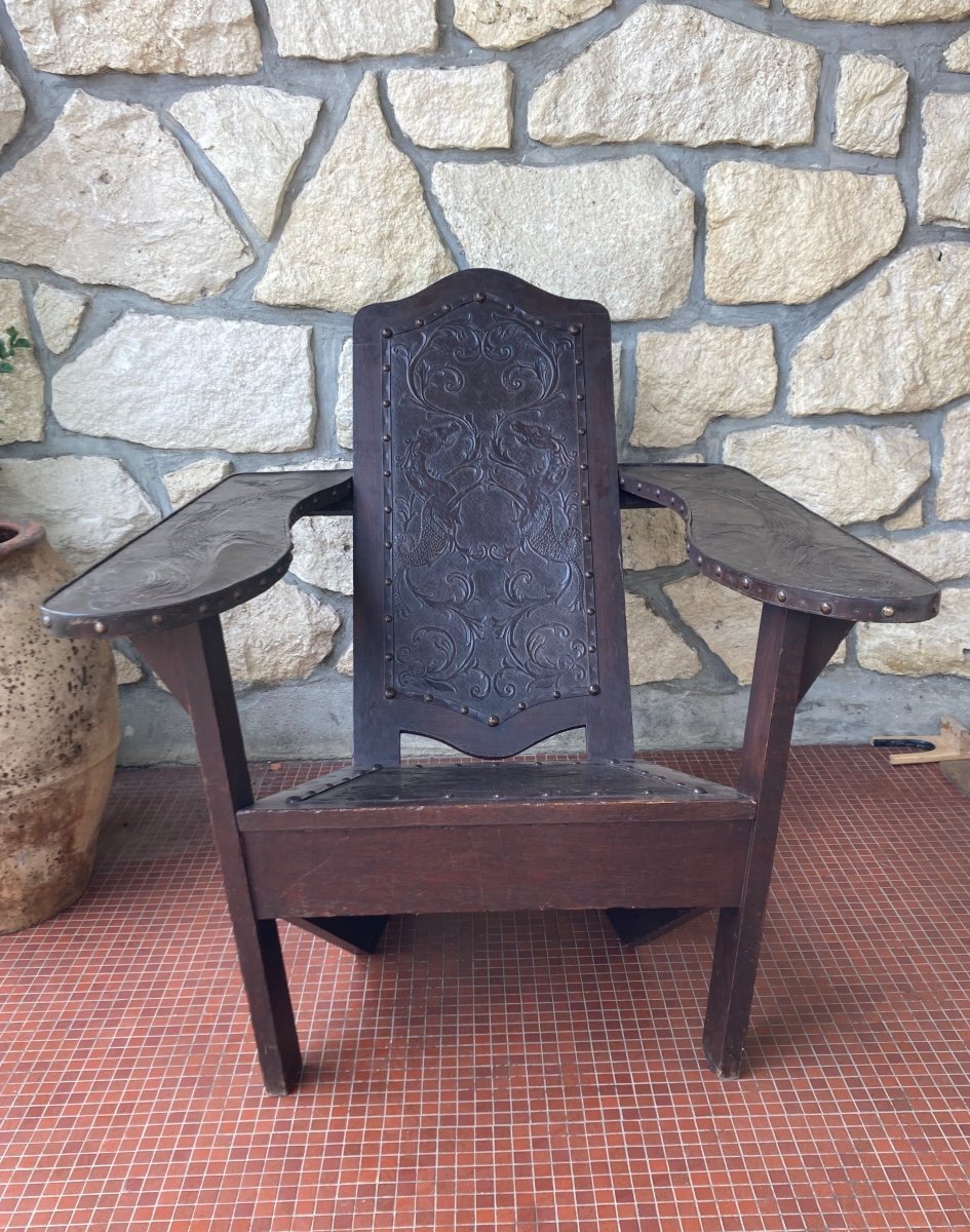 Westport Chair In Embossed Leather Circa 1900