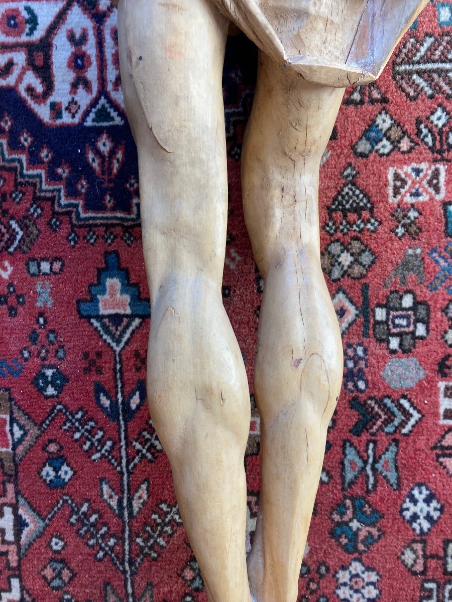 Grand Christ En Bois Dur Fin XVem Début XVem-photo-2
