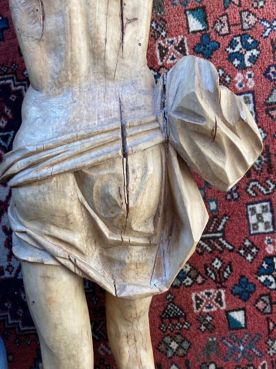 Grand Christ En Bois Dur Fin XVem Début XVem-photo-3