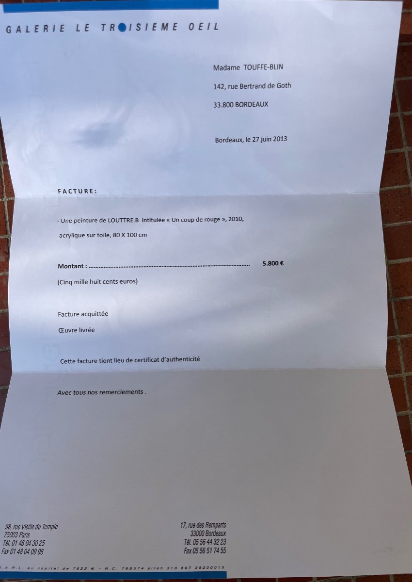 Huile Sur Toile signée Louttre.B datée 2010-photo-1