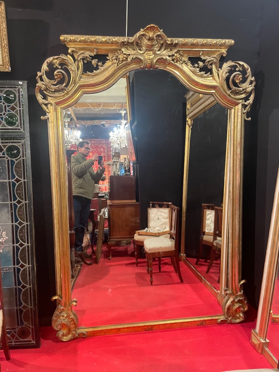 Large 19th Century Golden Rocaille Mirror-photo-4