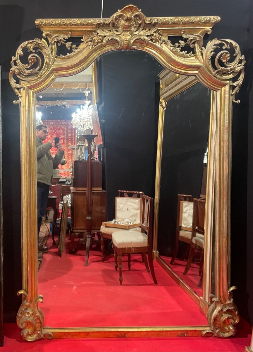 Large 19th Century Golden Rocaille Mirror