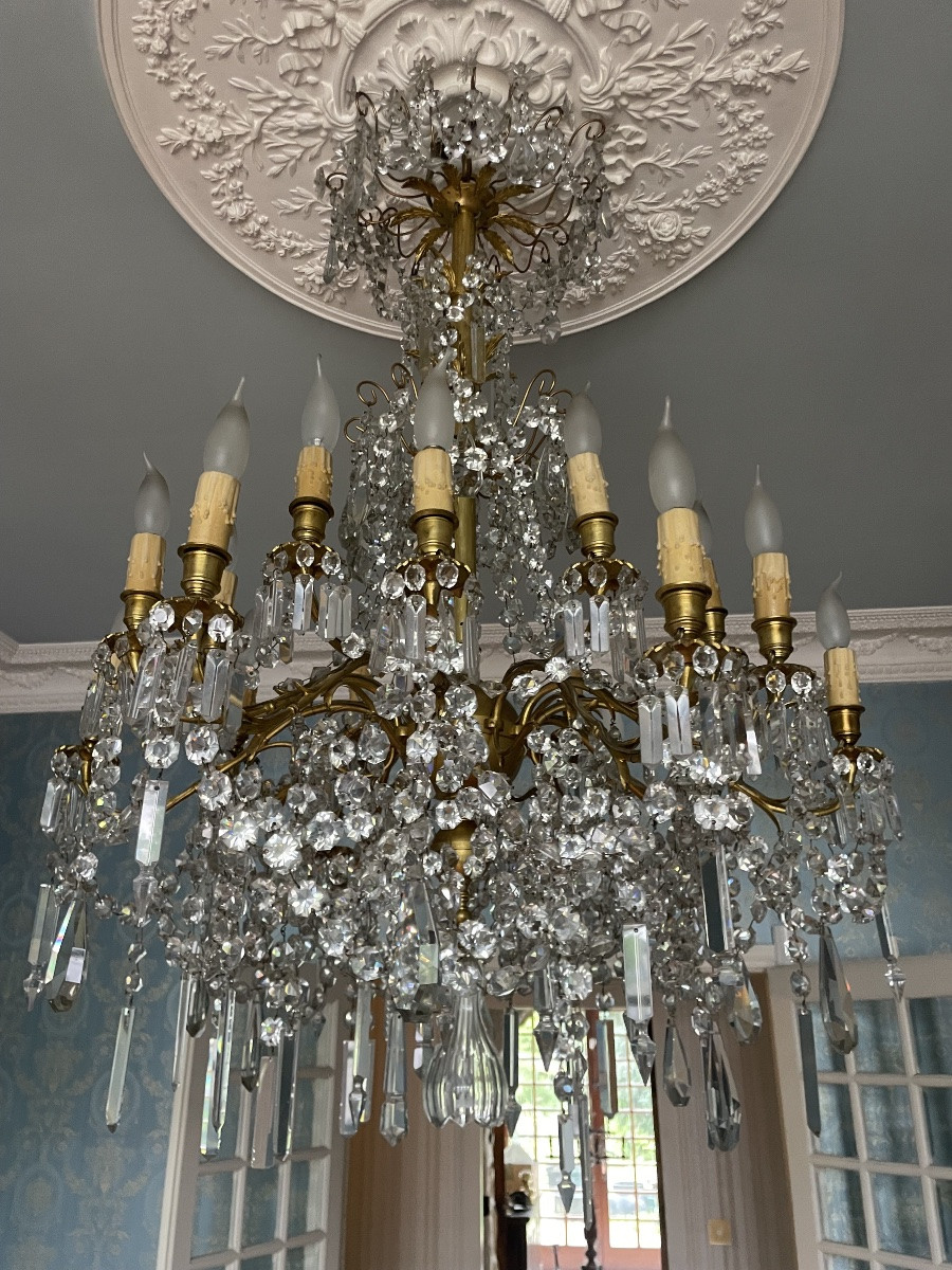 Bronze And Crystal Tassel Chandelier 18 Lights-photo-2