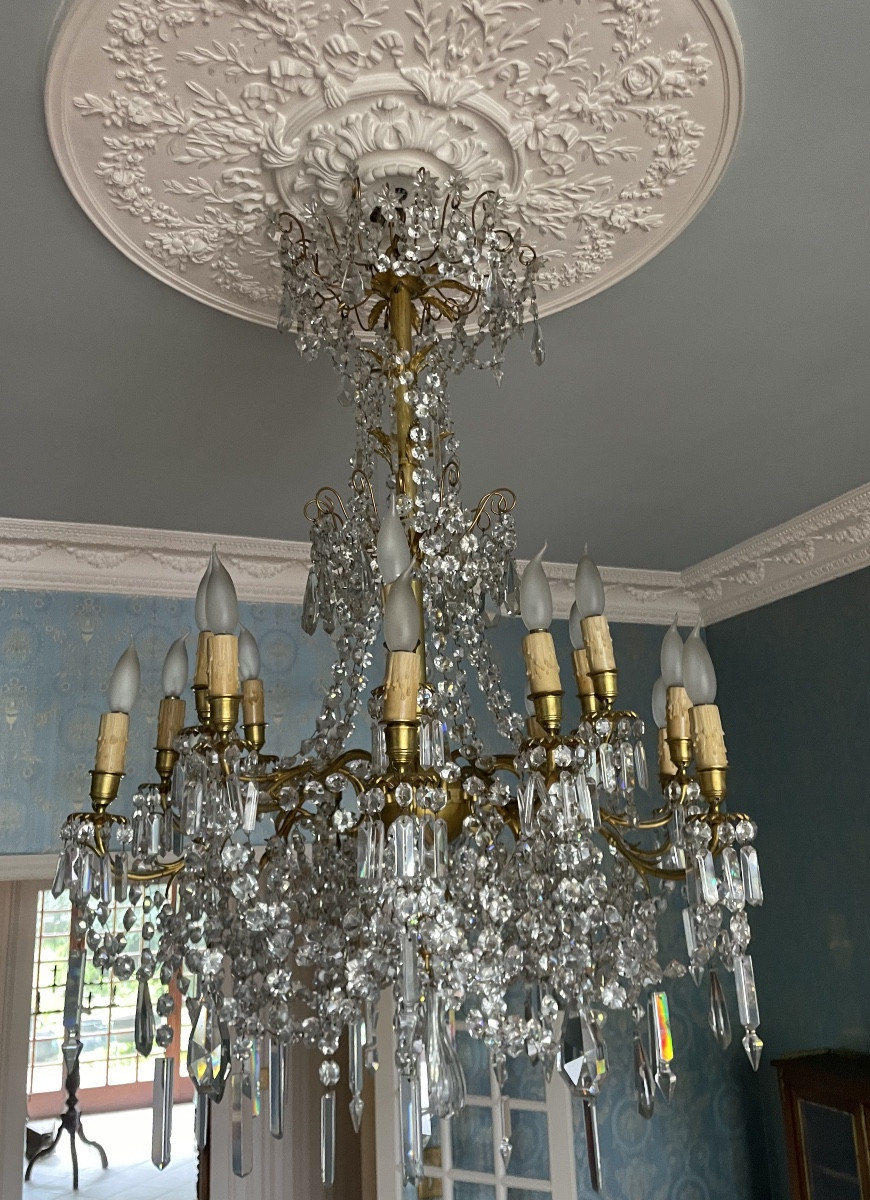 Bronze And Crystal Tassel Chandelier 18 Lights