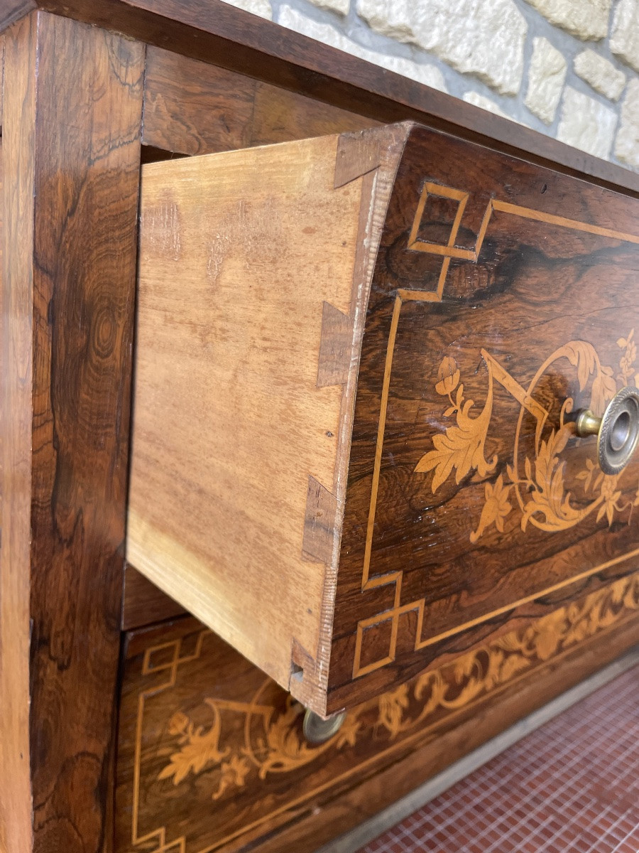 Commode italienne néo-classique marqueterie fin XVIII -photo-3