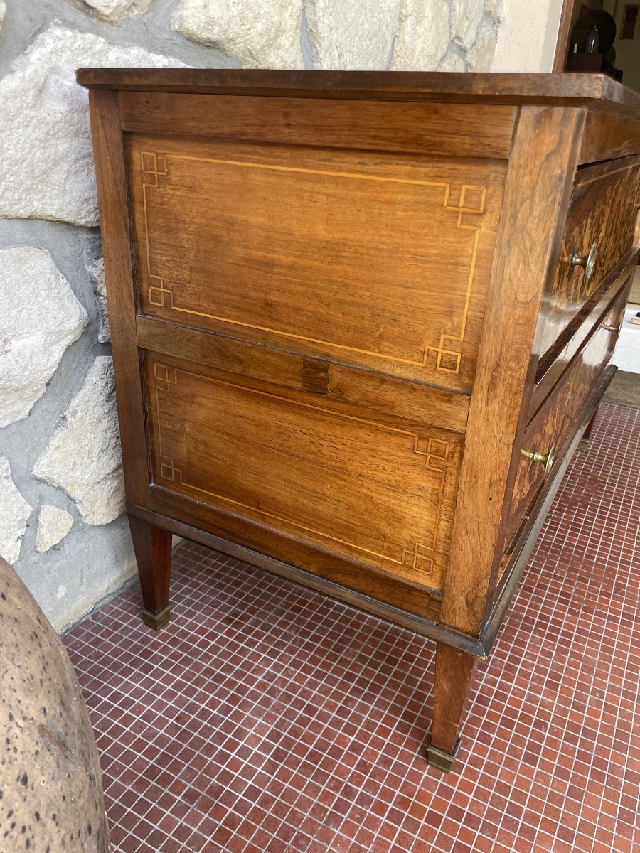 Commode italienne néo-classique marqueterie fin XVIII -photo-4