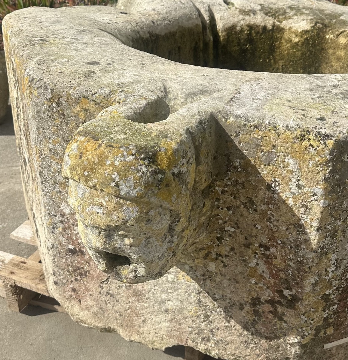 Margelle de puit avec gargouille monolithe haute époque 