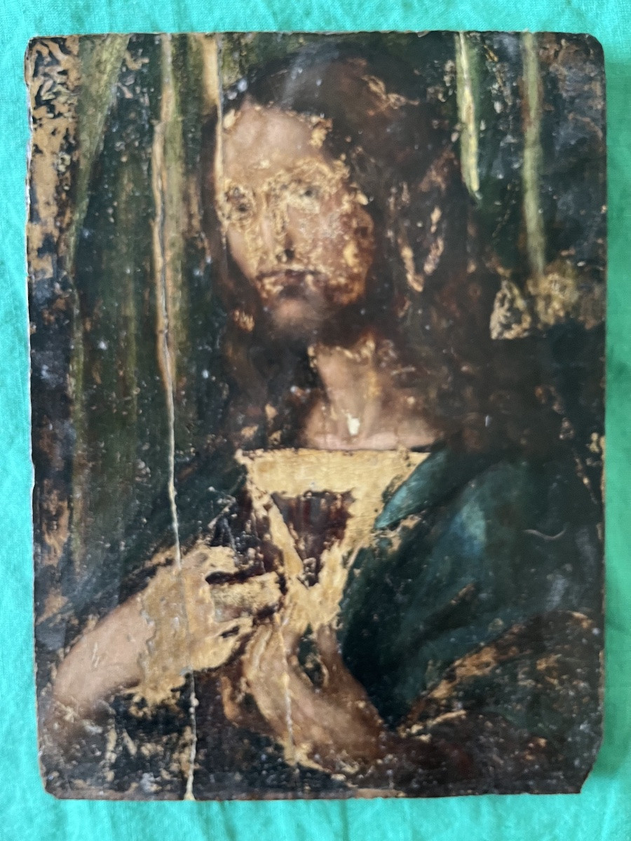Huile sur panneau XVI /  XVII Christ-photo-1