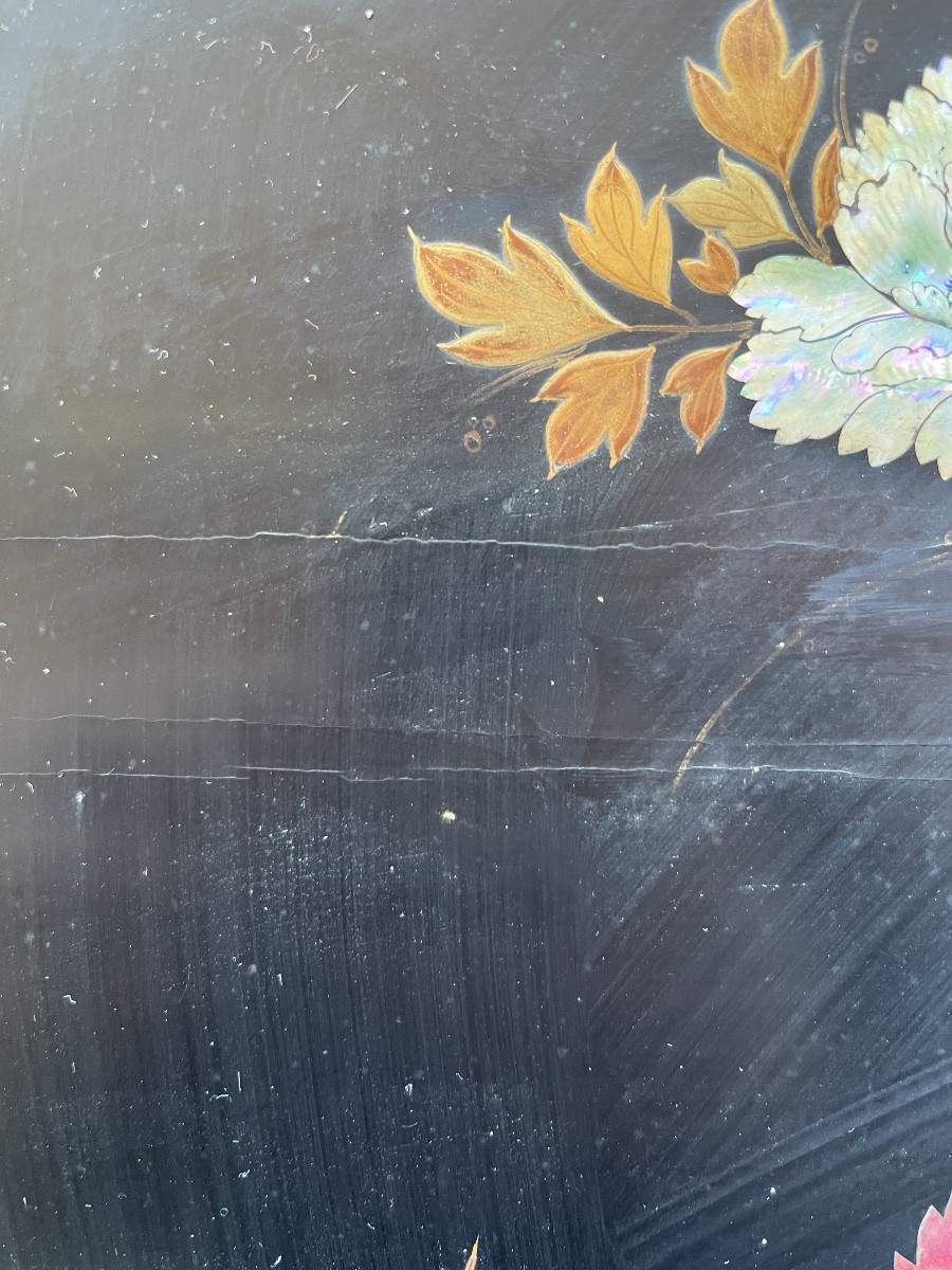 Japanese Lacquer And Mother-of-pearl Panel, 19th Century-photo-3