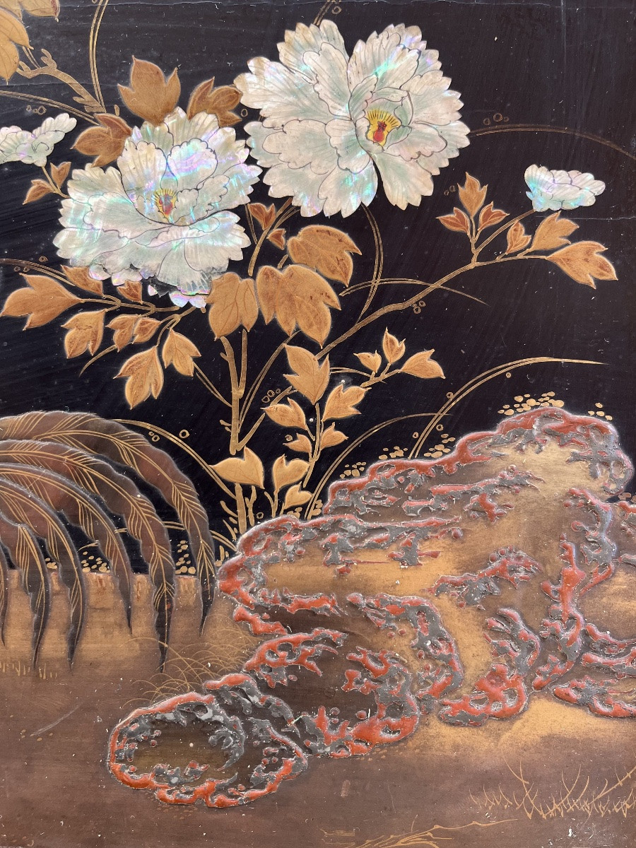 Japanese Lacquer And Mother-of-pearl Panel, 19th Century-photo-4