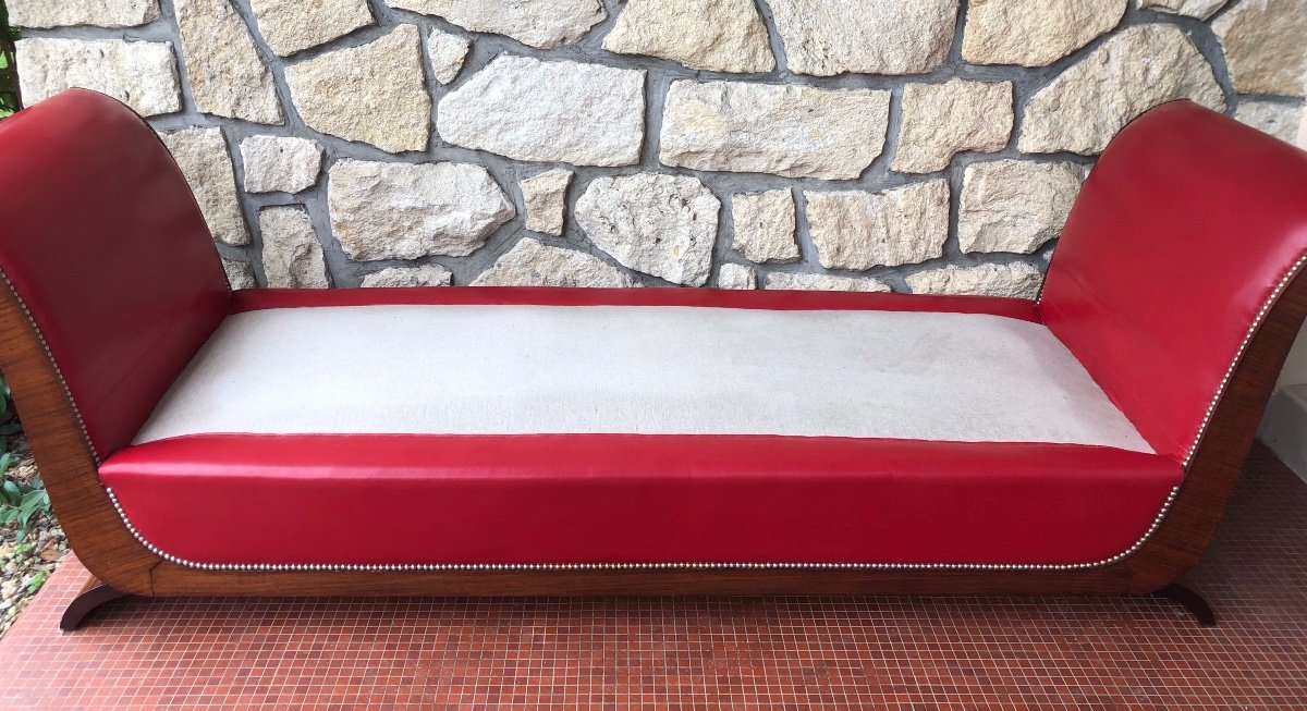 Middle Bench Or Art Deco Day-bed In Rosewood Veneer-photo-3