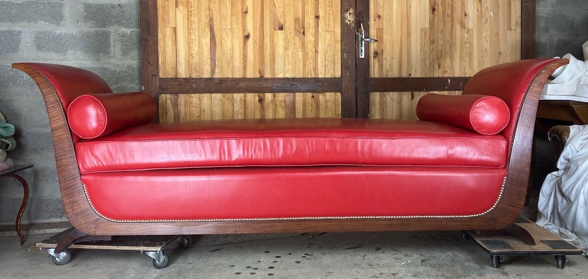 Middle Bench Or Art Deco Day-bed In Rosewood Veneer-photo-5