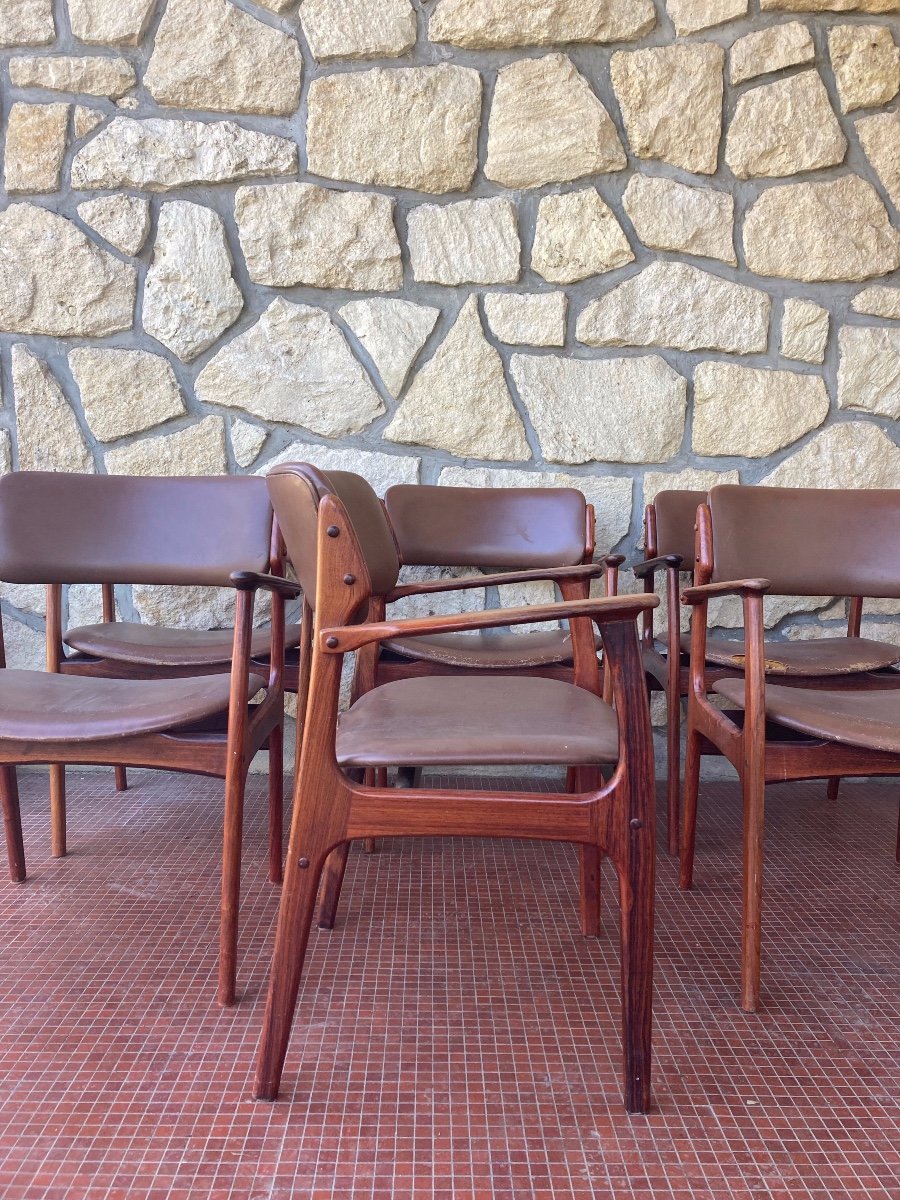 6 Rosewood Armchairs By Erik Buch For Od Møbler-photo-3