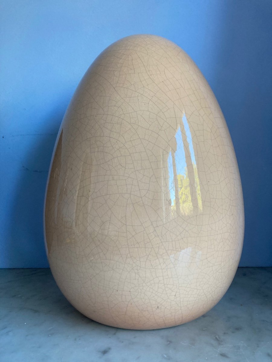 Large Cracked Ceramic Egg 70s