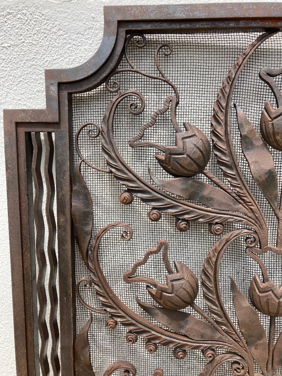 Art Deco Wrought Iron Gate Dlg Edgard Brandt-photo-3