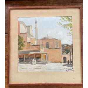 Gouache Orientaliste Sainte Sophie 1929