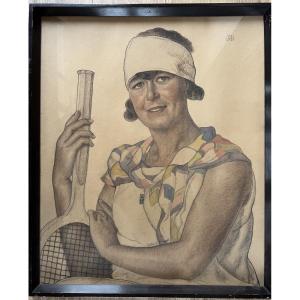 Portrait Of A Tennis Player By Robert Philippot, 1929