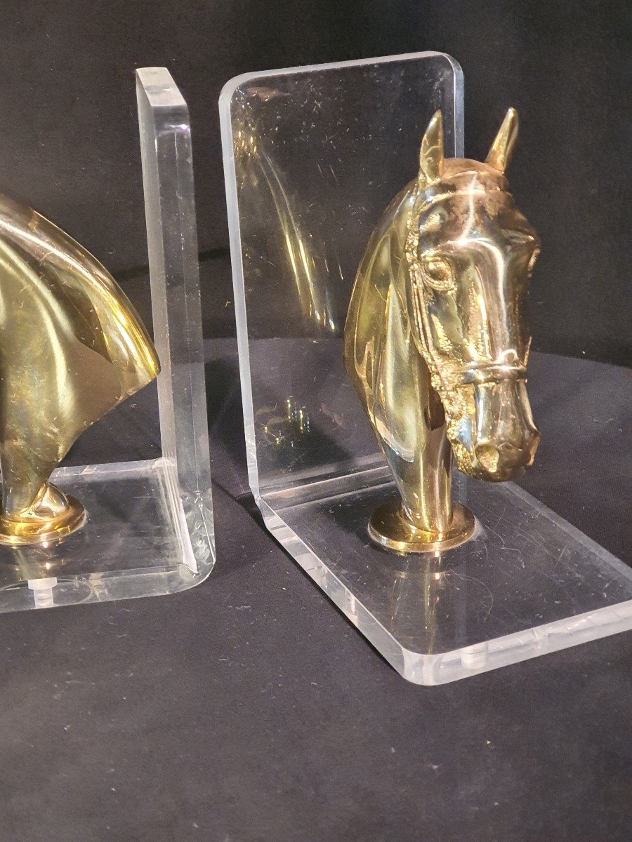 Bookends Gilded Bronze Horses.-photo-3