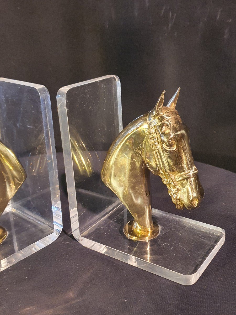 Bookends Gilded Bronze Horses.-photo-2