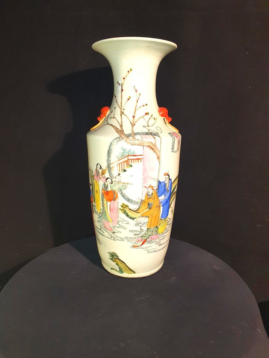 Vase Porcelaine Chine Musiciens ,xix Siècle. 
