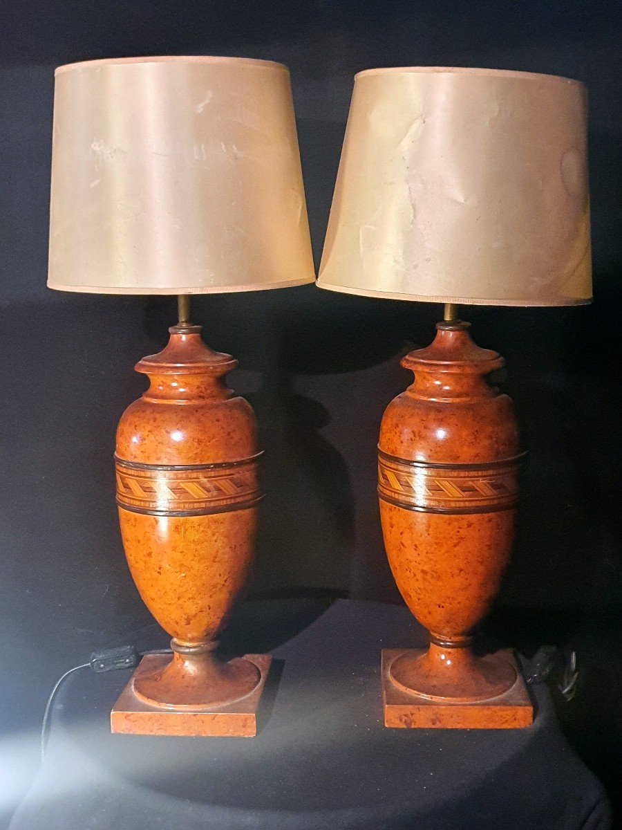 Paire De Lampes Marbres,art déco. -photo-1