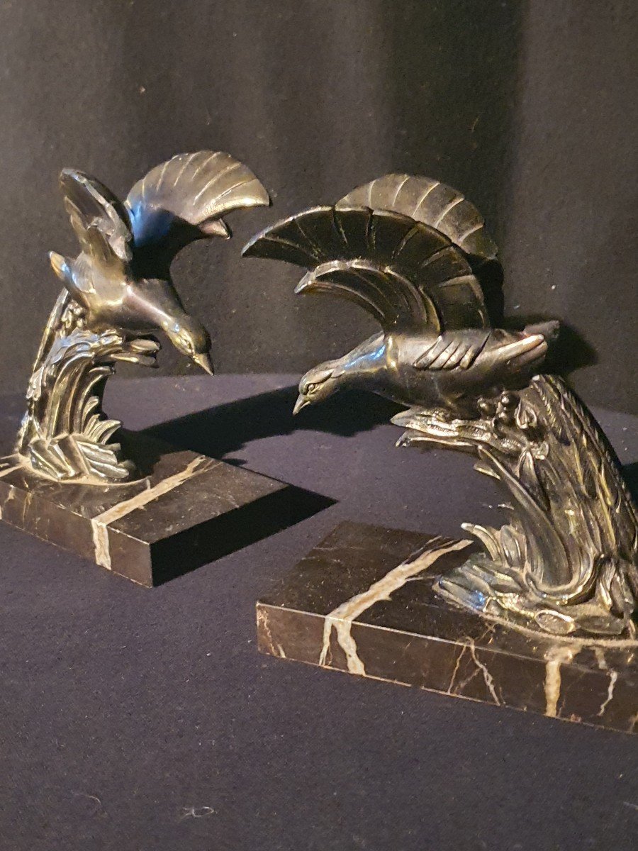 Pair Of Eagle Bookends, Bronze.-photo-2