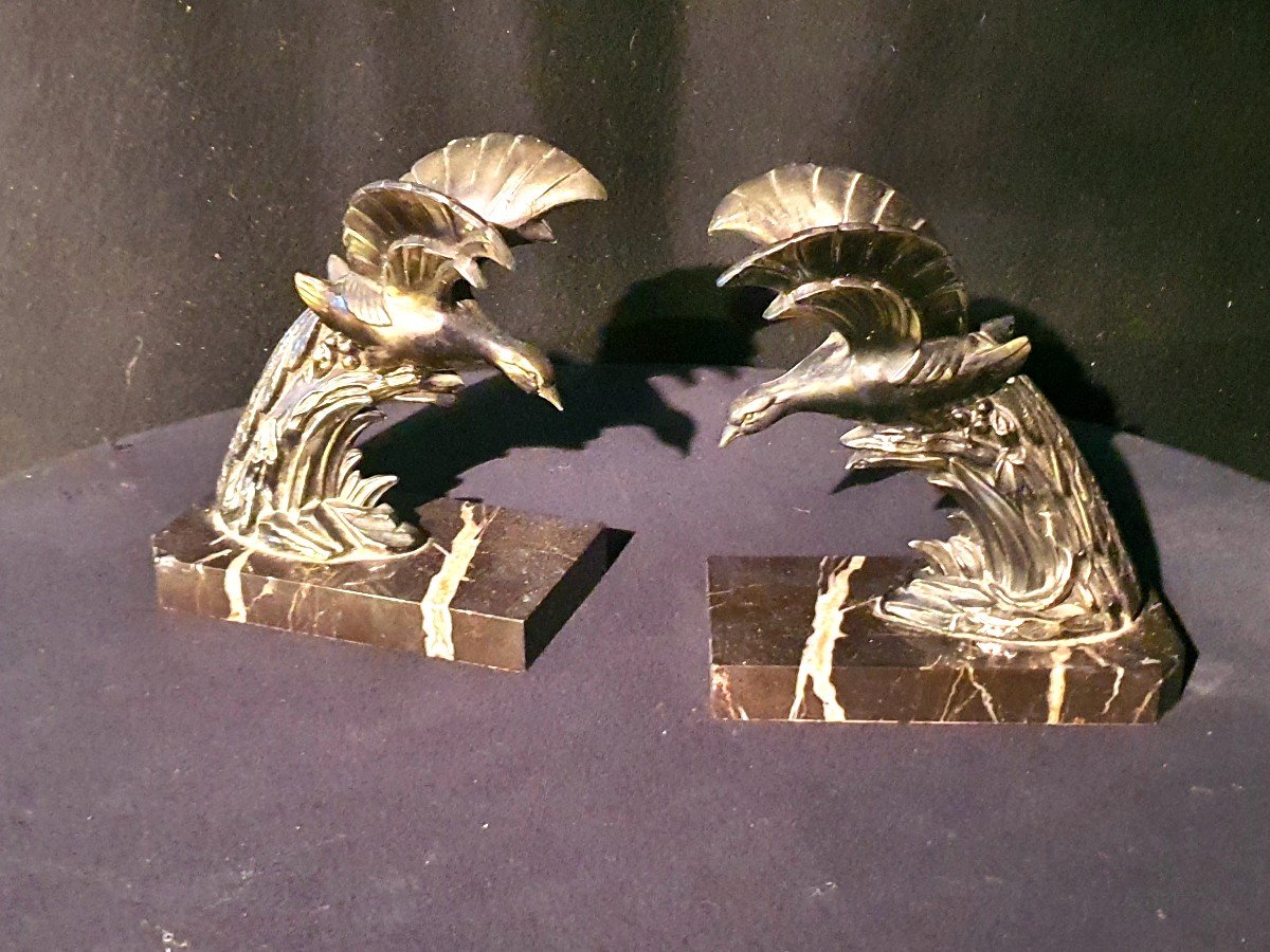 Pair Of Eagle Bookends, Bronze.