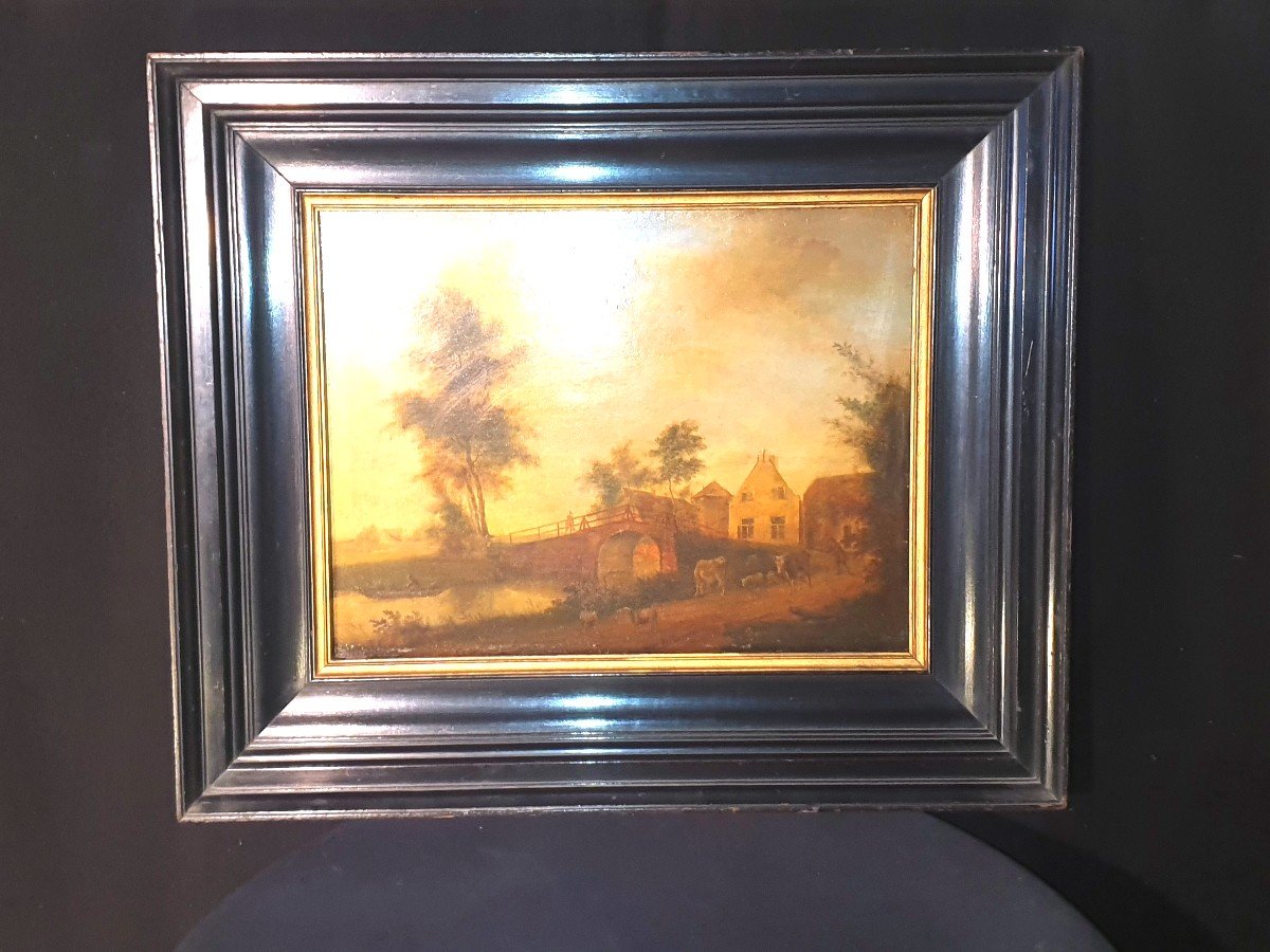 Landscape Painting, Flemish Dutch XIX Century.-photo-3