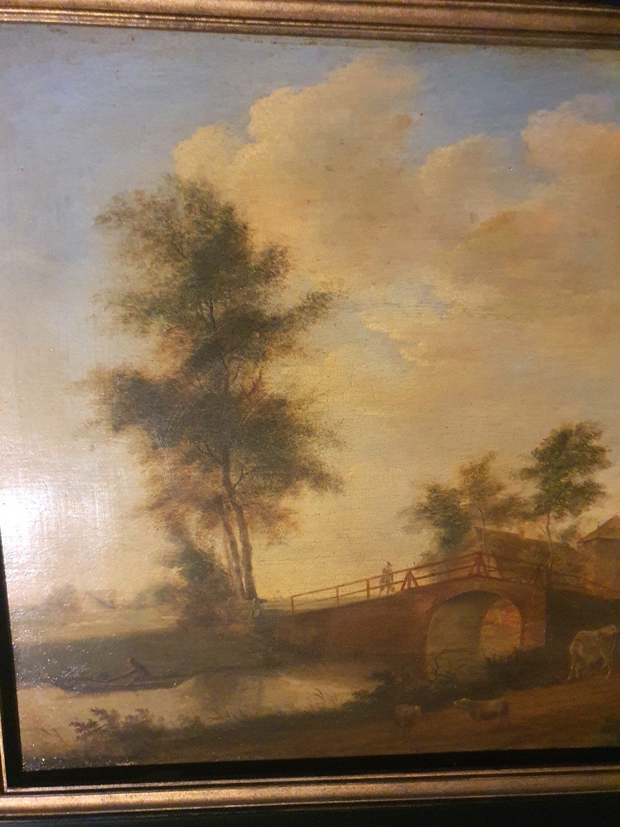 Tableau Paysage ,hollandais Flamand XIX Siècle. -photo-1