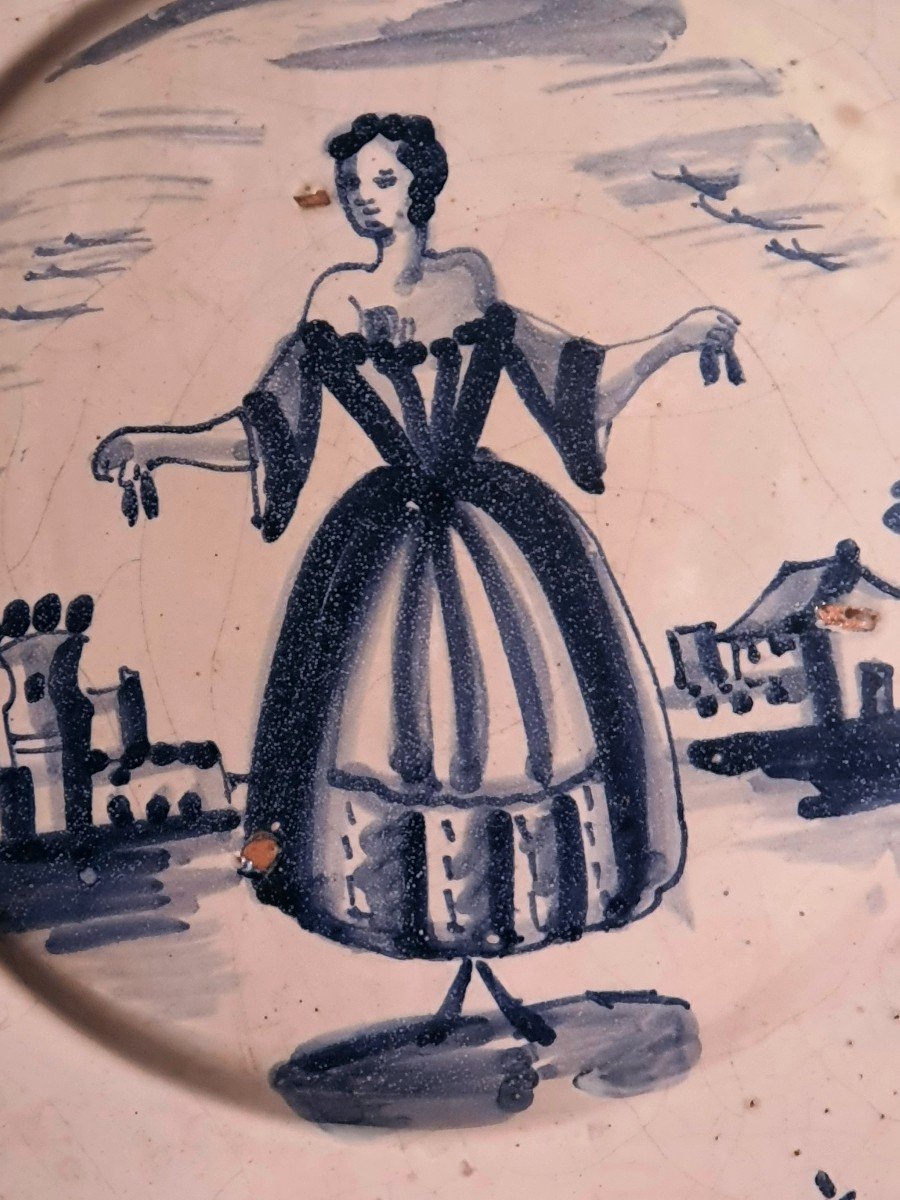 Dish Plate Italy Catalonia XVIII, Feminine Decor.-photo-4