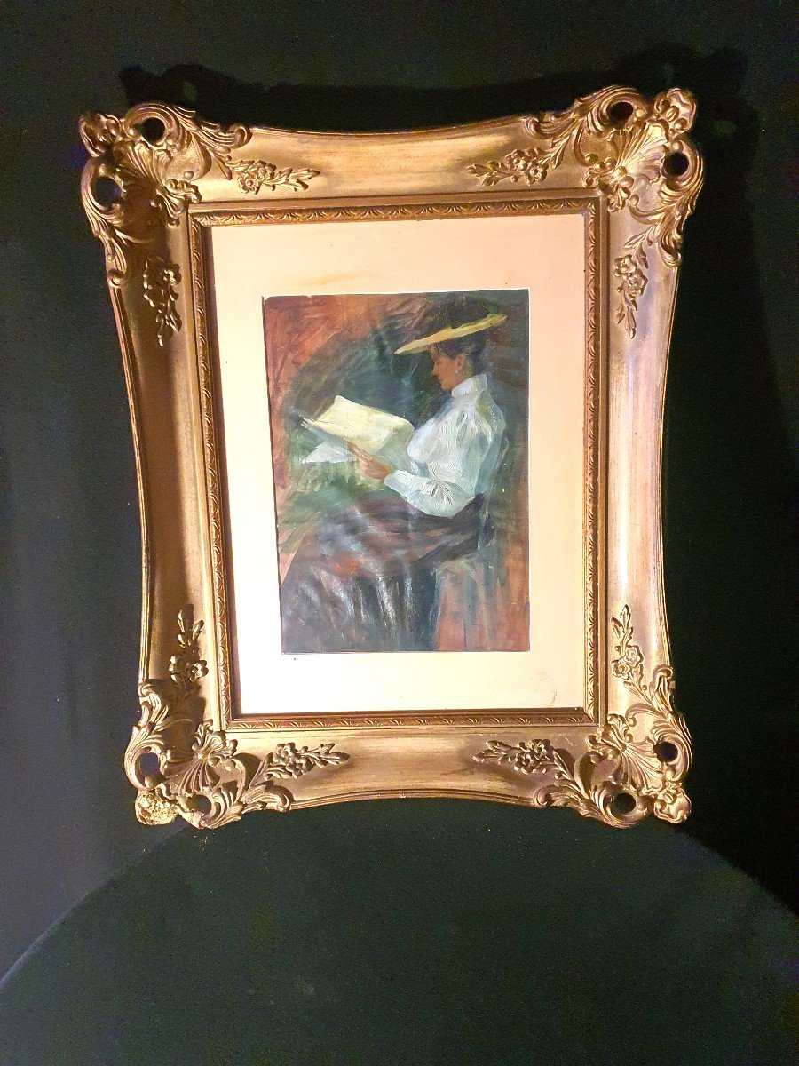 Painting Woman Reading, Impressionist School.