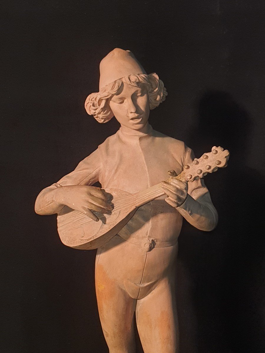 Terracotta Sculpture P Dubois, Lute Player.-photo-2