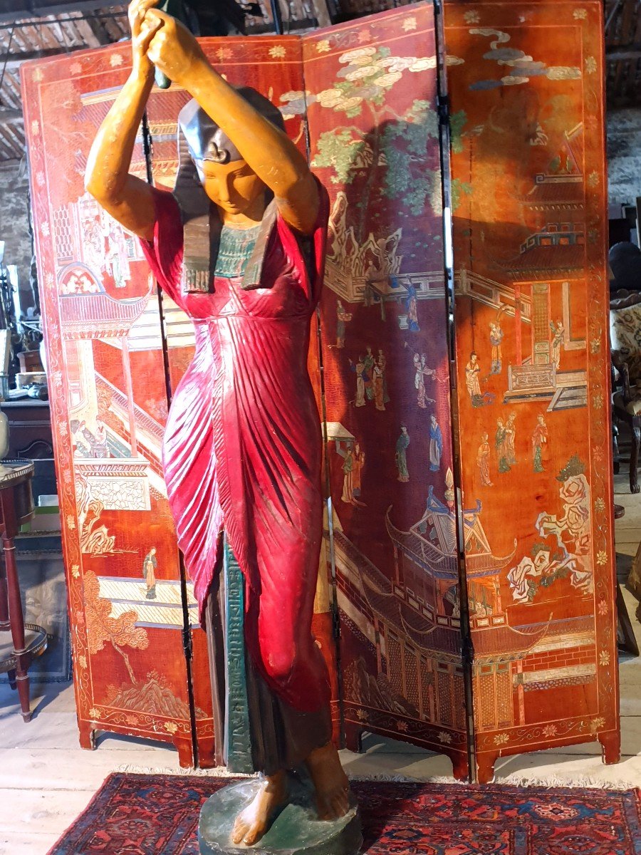 Egyptian Sculpture Life Size Torchiere Lamp.