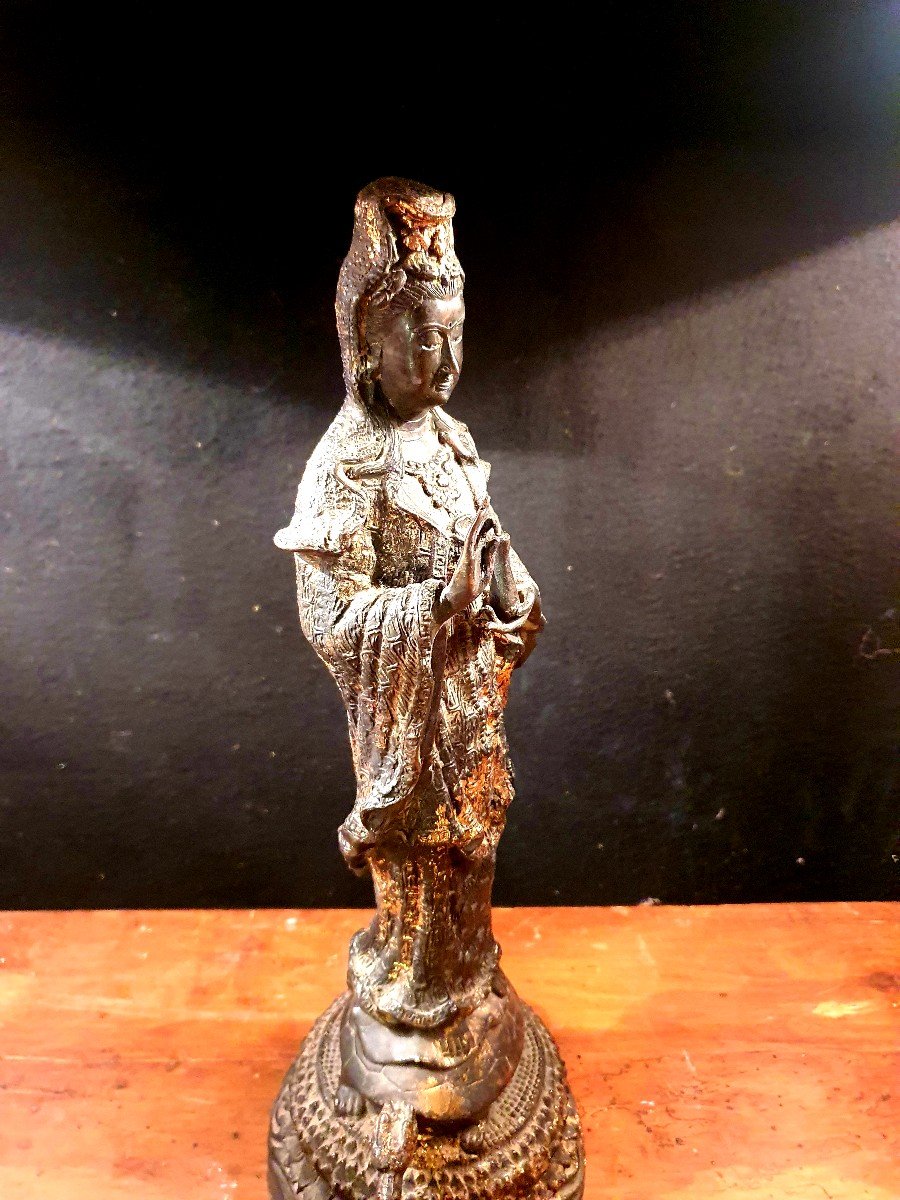 Sculpture China Guanine Bronze XVIII, XIX Century.-photo-4